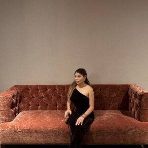 Mango One-Shoulder Black Velvet Jumpsuit